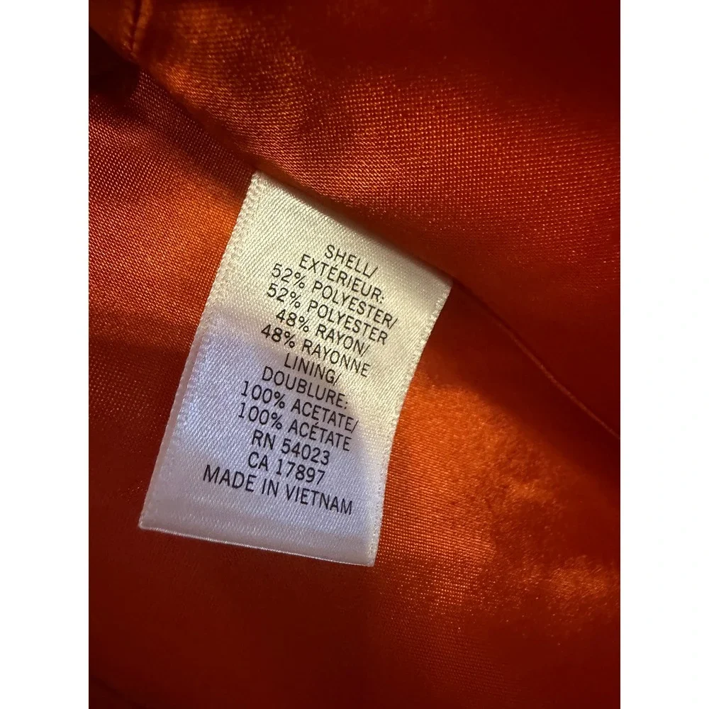 Banana Republic Blazer Women 8 Orange Excellent Textured Jacquard Notch Lapel